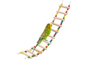 DVHEY 11-Step Bird Ladder Bridge,21.26 x 3.15 inches Raw Wood and Edible Dye,Pet Hamster Climbing Ladder Swing Toys Suitable for Small to Medium Birds,Bird Cage Accessories (11 Ladders)