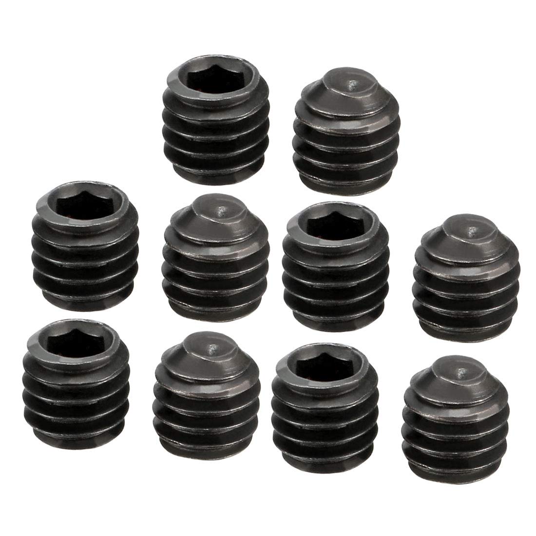 sourcing map 10Pcs Metal Black M4x4mm Hex Socket Grub Screw for RC Model Car Spare Part