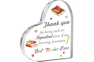 Feeldeal Teacher Appreciation Gift 2025 – Heart Acrylic Plaque Paperweight, Christmas, Thank You Gift from Students, End of Year or Retirement Keepsake