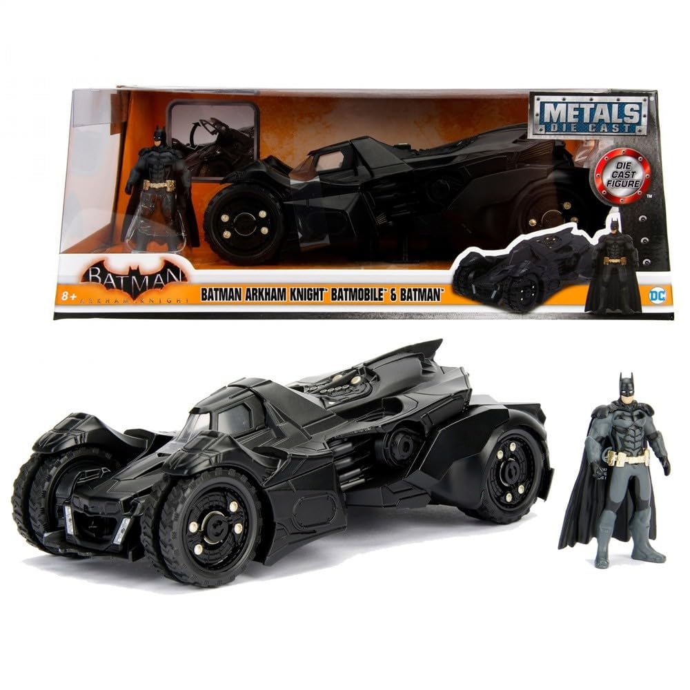 Jada Toys 253215004 Arkham Knight Batmobile Highly Detailed 1:24 Model Car Including Batman Figure, Cockpit and Doors Can Be Opened with wheel, Black