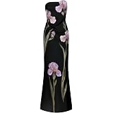 JW PEI Women's Iris Floral-Appliqu&eacute; Strapless Maxi Dress