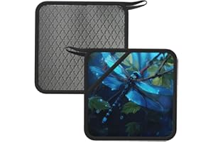 2PCS Pot Holder Silicone PotHolders for Kitchen Washable Heat Resistant Trivets Art Blue Dragonfly Pot Holders Non-Slip Oven 