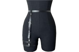 Stylish PU Leather Leg Harness 2 In 1 Waist Chain Belt Adjustable Waist Girdle For Women Punk Charm Design Black Goth Leg Cha