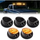 ATROVI LED Cab Lights Cab Roof Running Top Marker Light for Chevrolet C30 C20 K30 K20 1977-1986 for GMC C1500 1979-1984 1986, Smoked Lens Amber Full LED Top Clearance Light Cab Marker Lamps, 5 PCS