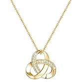 Chantel Yorke 14K Gold Necklaces for Women Trendy Love Knot Infinity Interlocking Knot Necklaces Pendant Necklace for Women Cubic Zirconia Necklace