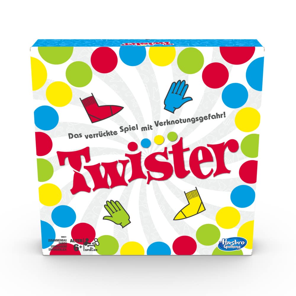 Hasbro Gaming Twister Spiel, Partyspiel für Familien und Kinder, Twister Spiel ab 6 Jahren, klassisches Spiel für drinnen und draußen - Deutsche Version 2