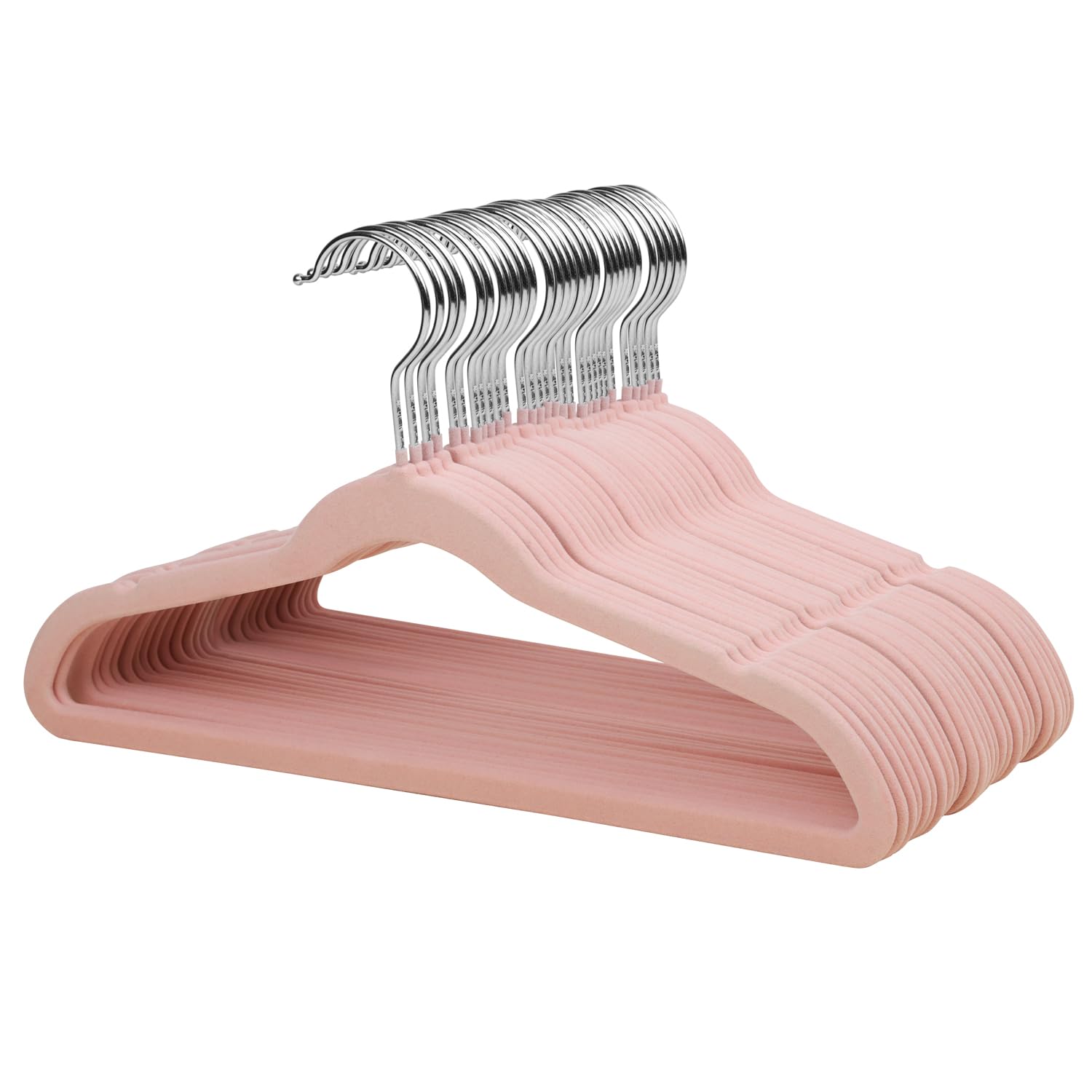 MangoKit Children's Velvet Non-Slip Hangers |32 Pack Space Saving Felt Hangers for Kids and Teenager Clothing and Coats - Pink