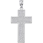 Claddagh Gold 925 Sterling Silver Our Father Lord's Prayer Cross Pendant
