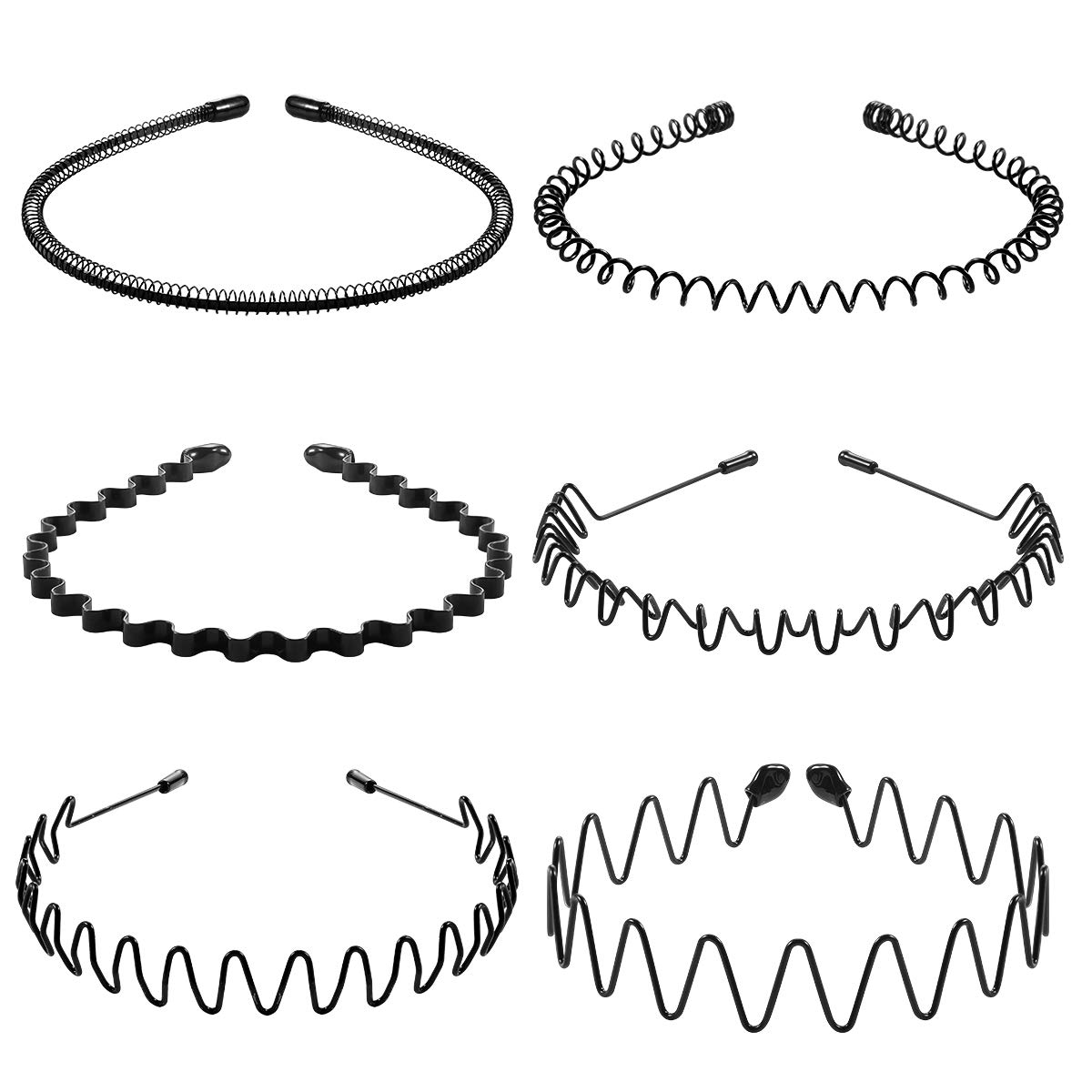 Lurrose 6Pcs Unisex Wavy Headband Metal Hair Hoop Ordinary Headwear Hair Accessories for Women Men: Beauty