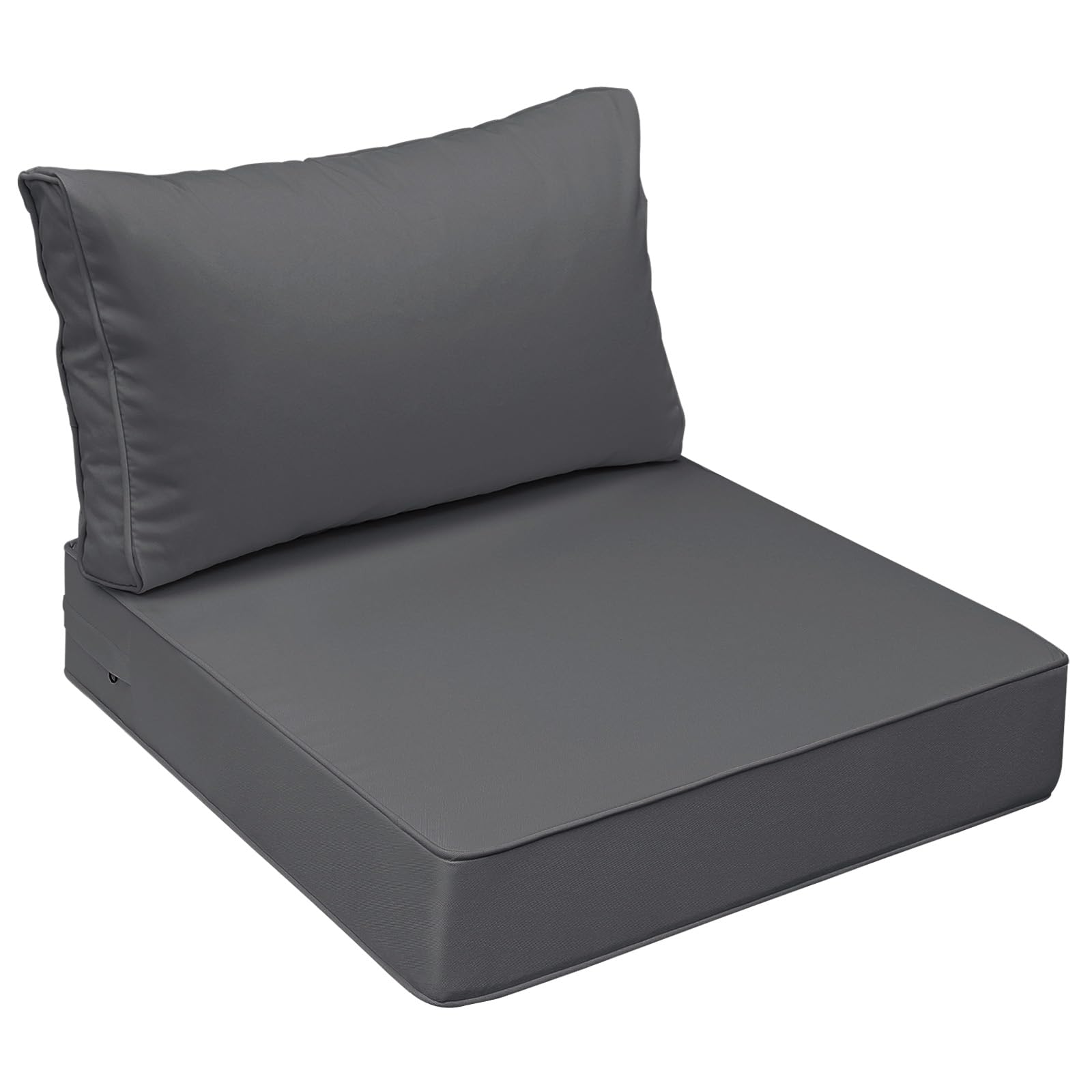 Photo 1 of AAAAAcessories Outdoor Seat Cushions for Chairs, Fade-Resistant, Waterproof Patio Furniture Replacement Cushions, 25.5" x 25.5" x 5" + 25.5" x 13.5", Dark Gray