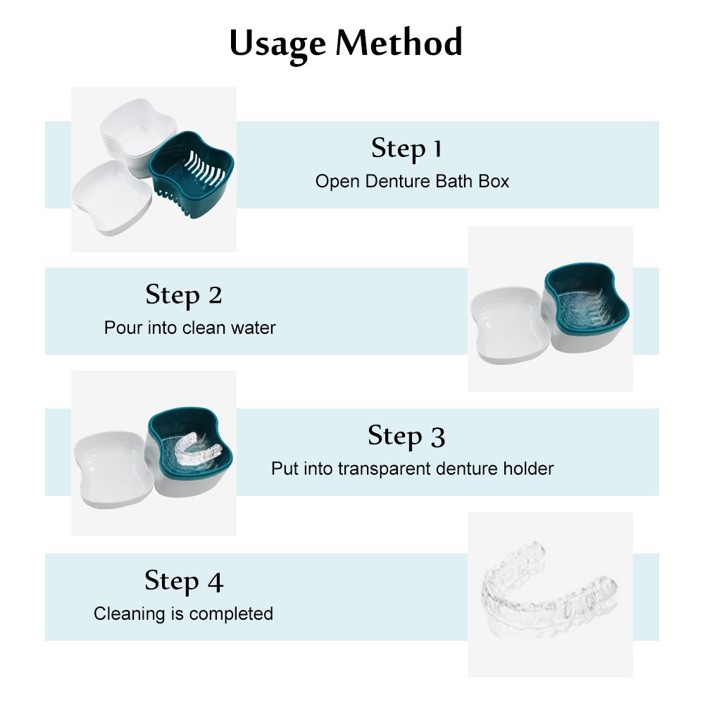 Denture Cup with Strainer, 1 Box Denture Brush Retainer Case, Denture Case with Lid, Denture Bath Box for Cleaning, Store and Retrieve : Beauty