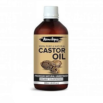 Aromatique Cold Pressed Castor Oil for Skin, Hair and Eyelashes, Skincare Moisturizer (200 ml)