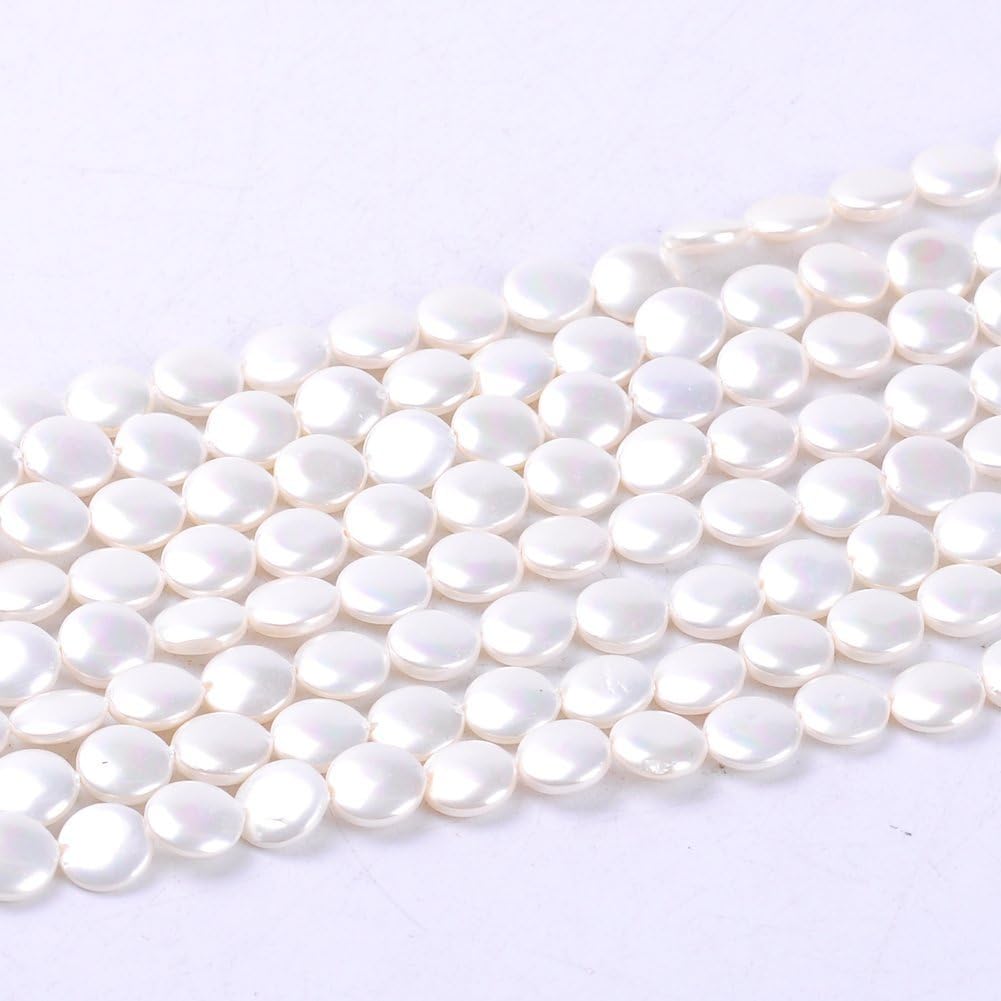 Ruilong 9MM 13MM 20MM Flat Round Shell Pearl Beads Loose Spacer Beads for Jewelry Making DIY (9MM)