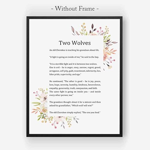 Amazon Com Two Wolves Art Print Two Wolves Story Book Page Wall Decor Wise Book Quote Kids Room Wall Decor Kids Gift Art Gifts Unframed 8x10 Inch Handmade