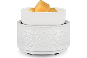 mocosa Wax Melt Warmer,Candle Warmer for Scented Wax,Electric Warmer Home Fragrance Oil Burner as Gifts for Mom Grandma Women(White-Granular)