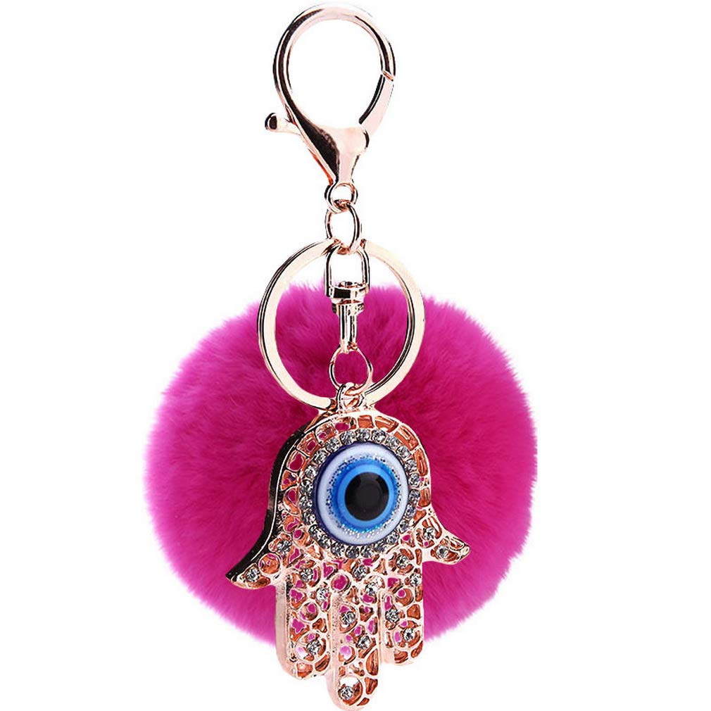 JK Home Pompom Ball Hand Pendant Keychain for Car Phone Bag Toy Rose