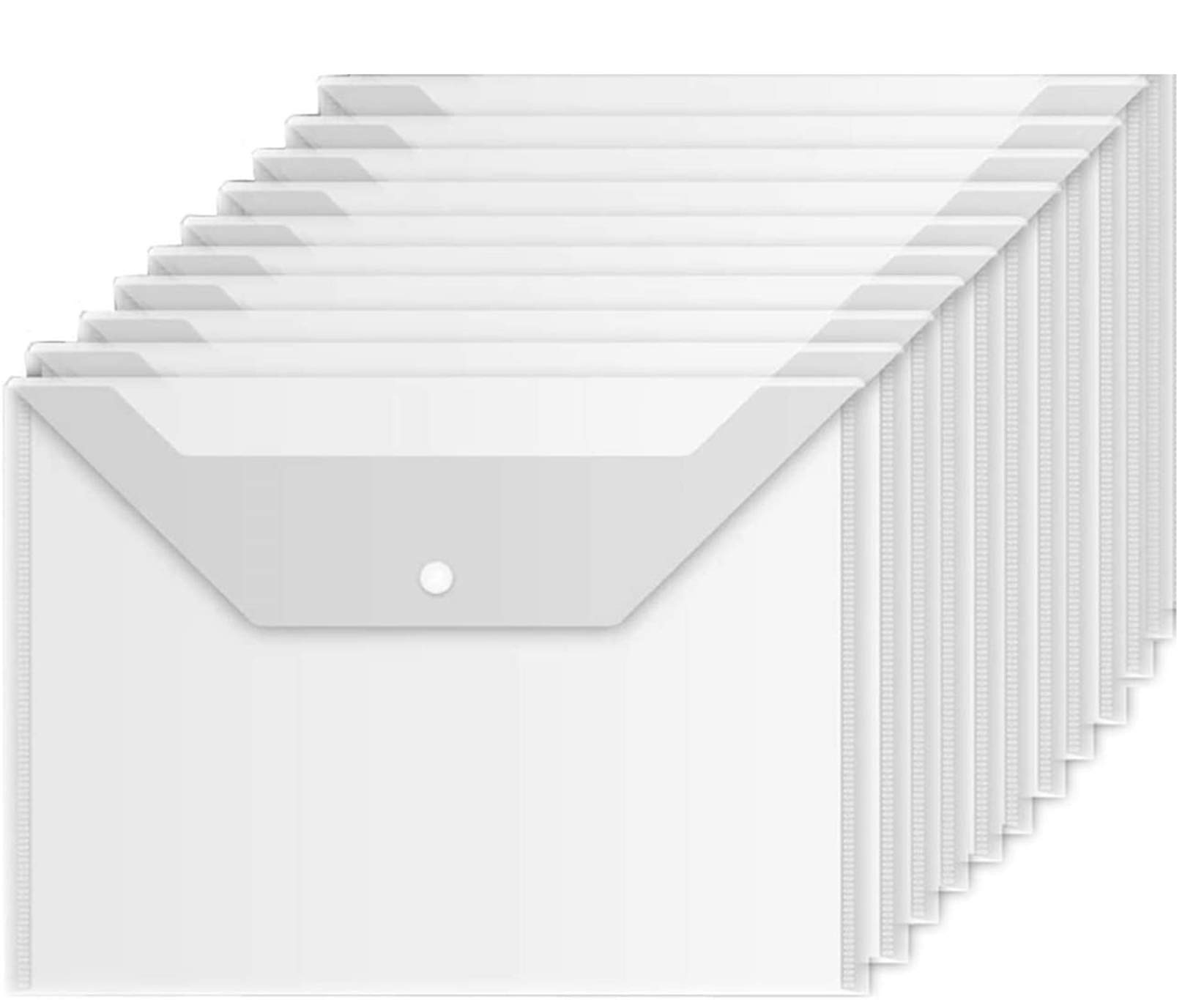 Emand 10 Pack Plastic Envelopes,A4 Size Plastic Folders File Bags Document Folders Document Organizers,Document File Folders with Snap Closure,Poly Envelopes for School Home Work Office (P1)