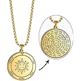 VASSAGO Key of Solomon Seals Necklace Engraved with 72 Names of God Pendant Spiritual Protection Amulets for Men Women