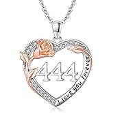 Suiknsn Number Necklace for Women 925 Sterling Silver Rose Angel Numbers Necklace Jewelry Birthday Christmas Gift for Grandma Mother Daughter