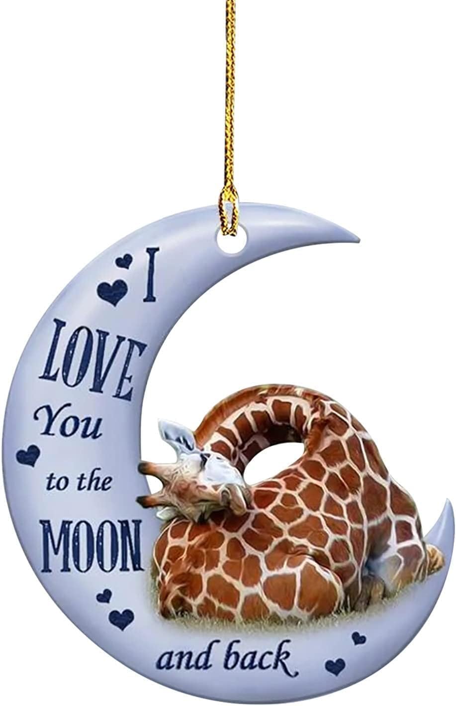 Ornaments - Christmas Moon Ornament, Christmas Tree Decorations, Giraffe Animal Ornaments for Christmas Tree Ornament, Family Ornament Gift Ornament