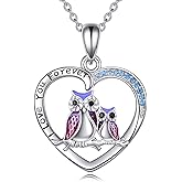 YFN Sloth/Owl/Cow/Otter/Highland Cow Gifts for Women Sterling Silver Sloth Animal Heart Pendant Necklace Jewelry