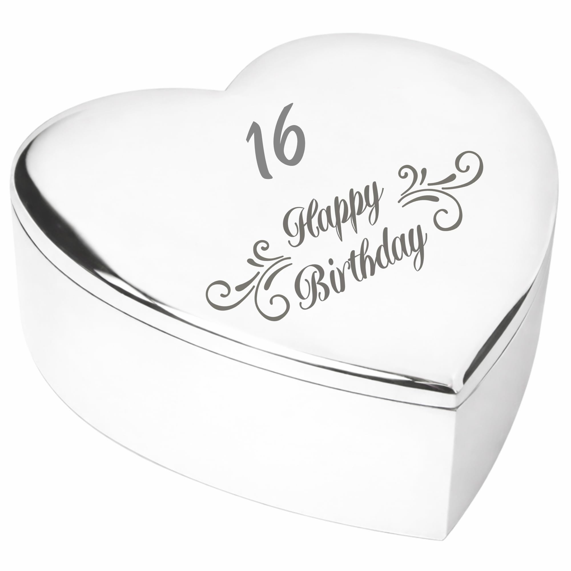 Chris Bag Of Goodies 16th 16 Year Old Sixteenth Birthday Gift for Teen Girls Her Swirl Engraved Silver Finish Heart Shaped Trinket Box Keepsake Present Idea My Daughter Friend Sister