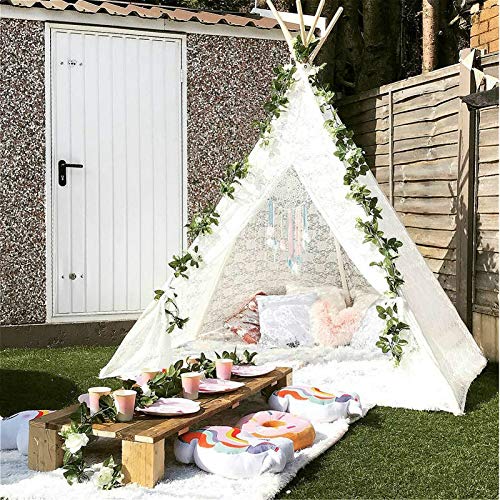 Photo 1 of Avrsol Huge Teepee 85 inch Height Luxury Lace Teepee Tent Super Large with Gift 6.5Ft Rose Vine Flowers