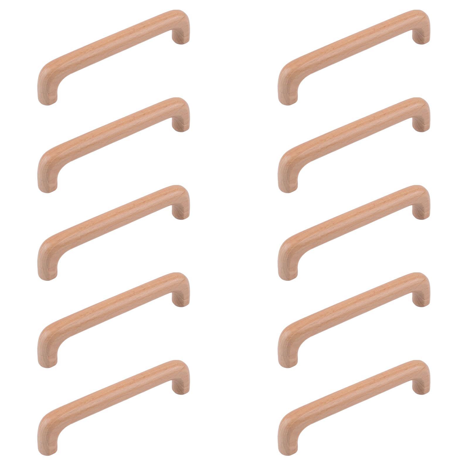 MOROBOR Wooden Cabinet Handles Solid Wooden Drawer Pull 10 Pack 128mm Hole Centers U-Shaped Cabinet Hardware Pull for Bedroom Bathroom Kitchen Cabinets Door