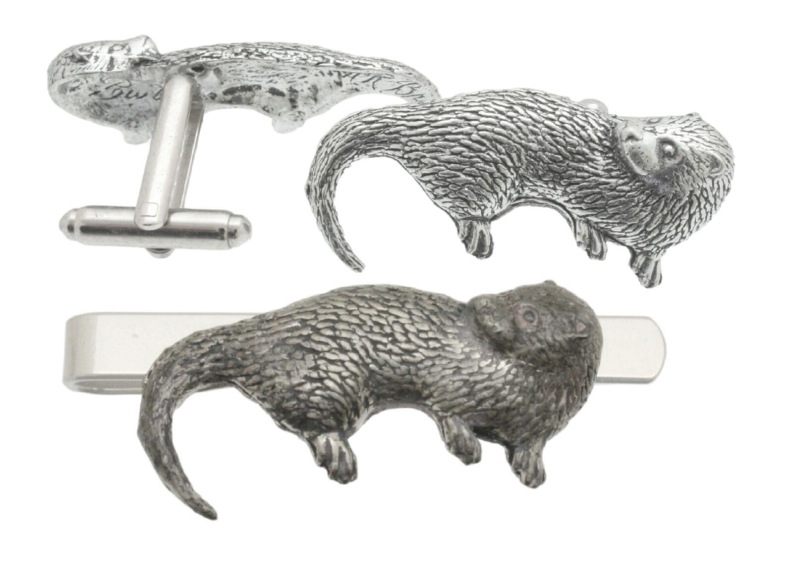 Otter Cufflinks and Tie Bar Slide Gift Boxed Set