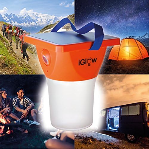 iGLow One - Rechargeable Solar Lantern with Integrated Solar Module and Phone Charger Ideal When Camping or in The car as Emergency Light