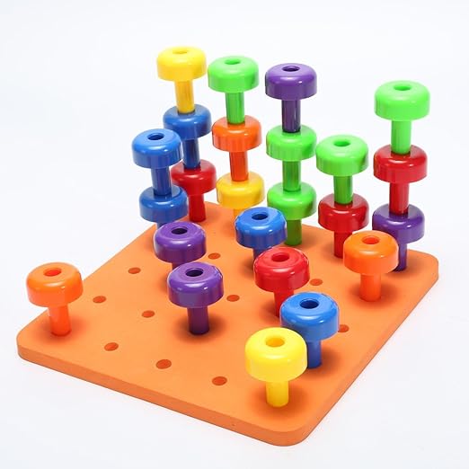 OHQ 30PCS Peg Board Set Montessori Therapy Fine Motor Toy for Toddlers