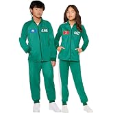 Spirit Halloween Squid Game Kids Player Tracksuit Costume, Officially Licensed, Green Zip-up Jacket and Pants Set