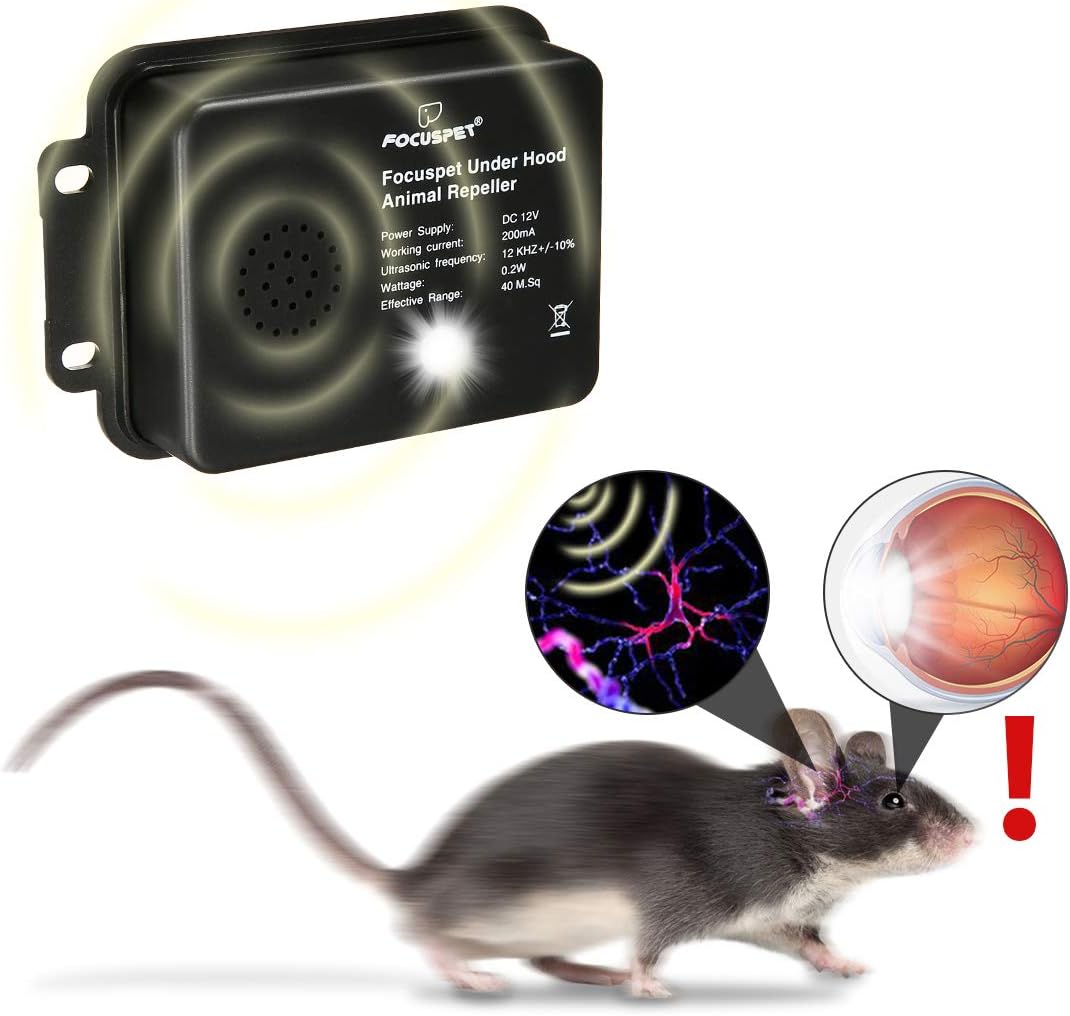 Focuspet Marten Repeller For Car, Rat Repeller Ultrasonic Pest Control LED Flashing Light