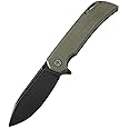Petrified fish PFB05 Tunny Folding Knife,3.86" 14C28N Steel Black Stonewashed Blade Micarta Handle Folding knife for EDC Camping Outdoor (Green Black Stonewashed)