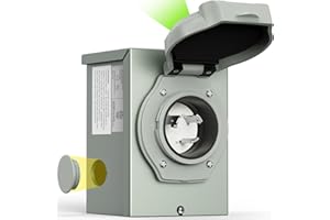 Rophor 30 Amp Generator Power Inlet Box, NEMA L5-30P Power Inlet Box for 3 Prong Generator Cord, 125 Volt, 3750 Watts, Weatherproof, Outdoor Use, ETL Listed