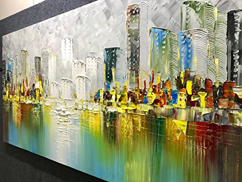 Metuu Modern Canvas Paintings, Texture Palette Knife Landscape Paintings Modern Home Decor Wall Art Painting Original Hand Painted Landscape Wood Inside Framed Ready to hang 24x48inch
