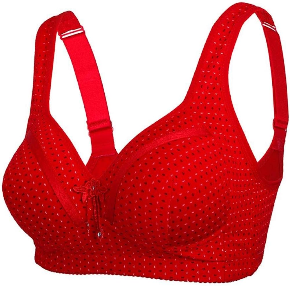 Women Push Up Bra Big Size for Big Breasted Fat Breast Red Dot Wire