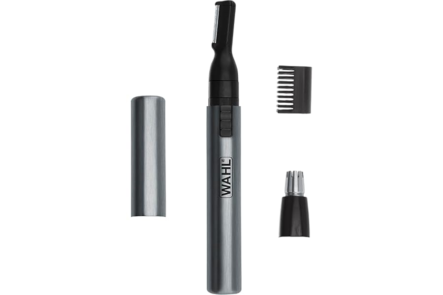 Wahl Micro Groomsman Battery Personal Trimmer for Hygienic Grooming with Rinseable, Interchangeable Heads for Eyebrows, Neckline, Nose, Ears, & Other Detailing – 05640-600