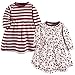 Touched by Nature Baby Girl Organic Cotton Dresses, Berry Branch Long Sleeve 2-Pack, 6-9 Months (9M)