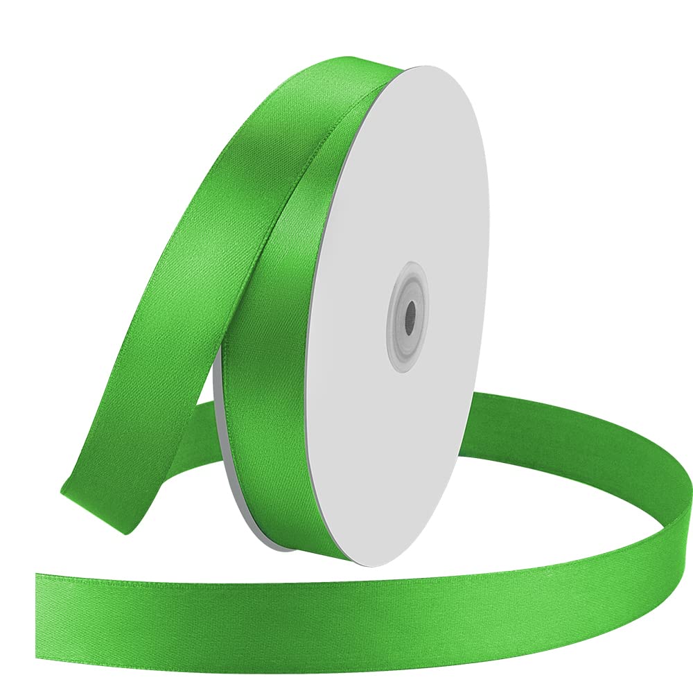 Photo 1 of 1" Wide x 100 Yards Single Face Polyester Satin Ribbon, Satin Ribbon for Crafts, Gift, Hair Bows, Wedding Party Decoration, Bow Making & Other Projects (Apple Green)