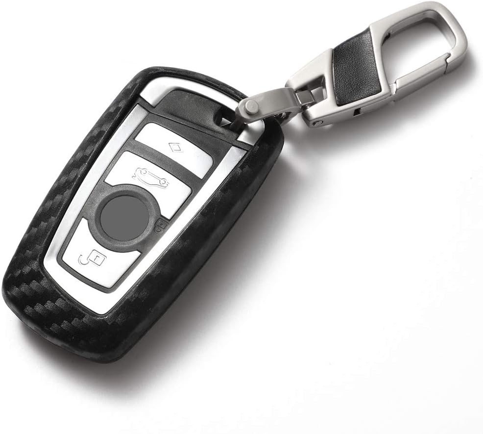 QinLing Carbon fiber pattern silicone For BMW smart key case cover keychain 1 3 5 6 7 Series X1 X3 X4 X5 X6 E87 F20 E90 E92 E93 F30 F35 F34 F31 3GT 5GT KEYCHAINS KEY PROTECTIVE CASE COVER