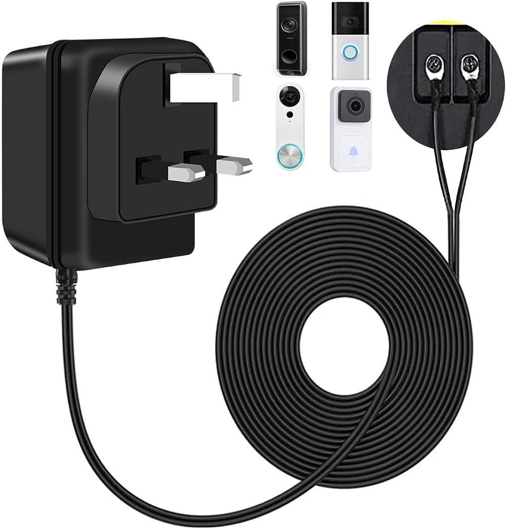 Doorbell Transformer 8-24V AC 5M Cable Adapter for Ring Arlo Nest Eufy Wyze