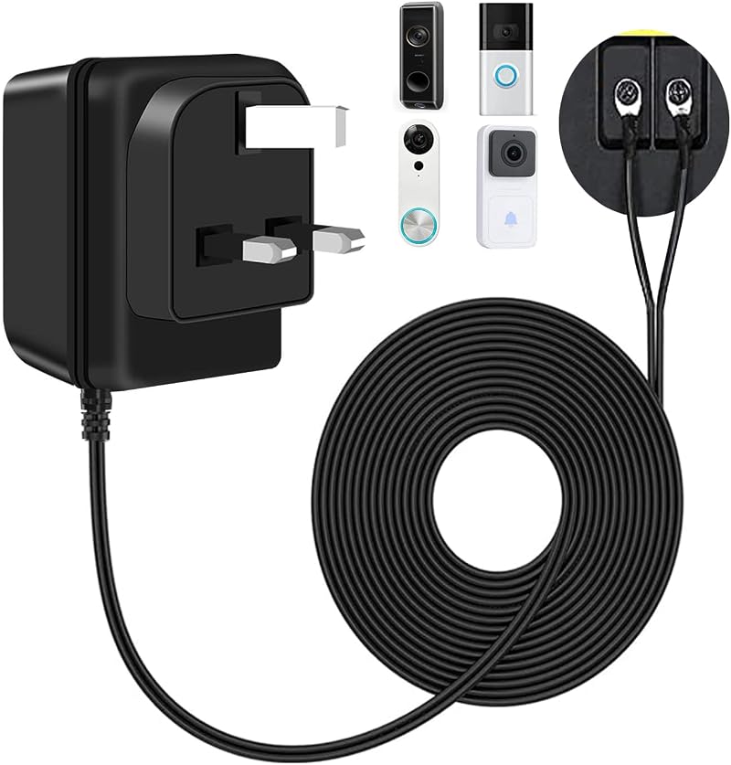 Doorbell Transformer 8-24V AC 5M Cable Adapter for Ring Arlo Nest Eufy Wyze