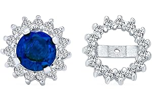 BLING JEWELRY 14K Gold Plated .925 Sterling Silver Cubic Zirconia CZ Round Pave Halo Earrings Jackets for Studs Removable Jacket Only for Women in Pink Black Blue Clear