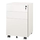 DEVAISE 3 Drawer Rolling File Cabinet, Locking Filing Cabinet for Home Office, Fully Assembled Under Desk Cabinet, White