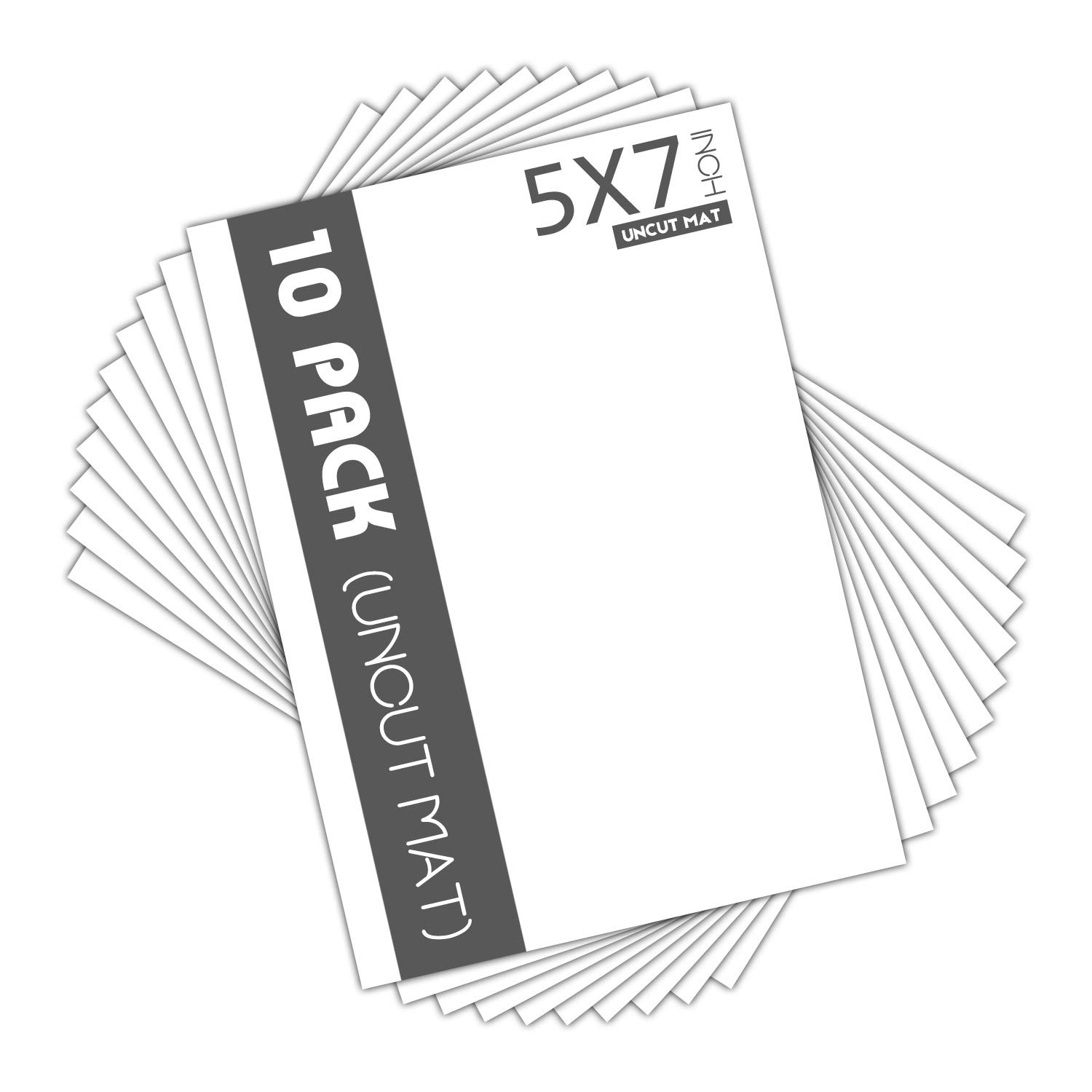 Mat Board Center, Pack of 10, 5x7 Uncut White Color Mats - Acid Free, 4-ply Thickness, White Core - for Pictures, Photos, Framing - Great for DIY Projects or Unique Picture Sizes