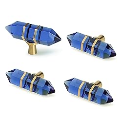 JEREVER 4 Pack Hexagonal Crystal Knobs Wire Wrapped
