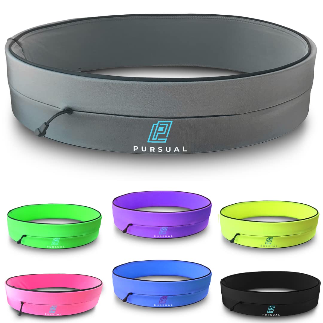 PURSUAL Running Belt with Money & Phone Pouch - Sweatproof Running Phone Holder with Large Capacity - Running Waist Pouch for Men & Women - Perfect Phone Holder for Running & Outdoor Activities