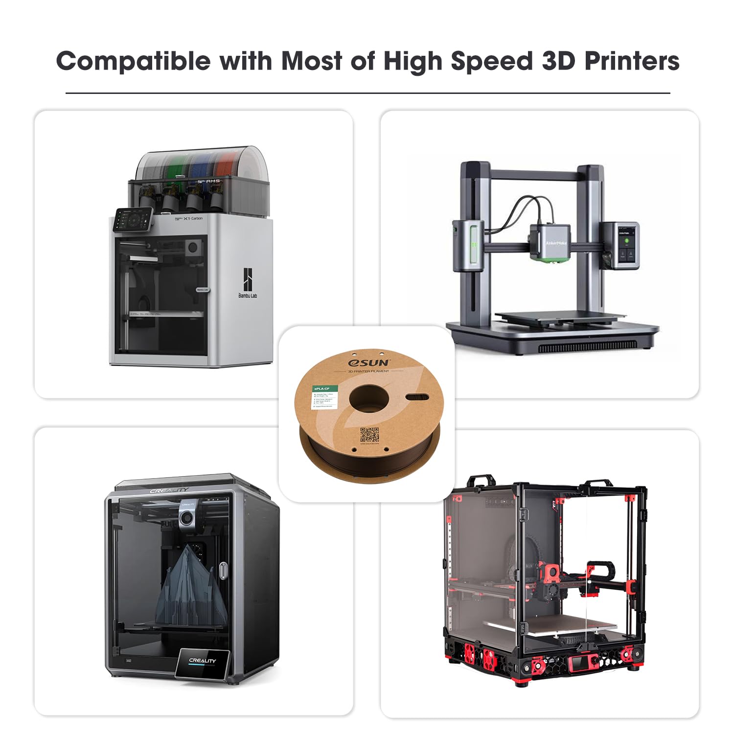 eSUN Kohlefaser Gefüllt PLA Filament 1.75mm, PLA-CF Carbon Fiber Filled PLA Filament Maßgenauigkeit +/- 0.03mm, 1KG Spule (2.2 LBS) 3D Druck Materialien für FDM 3D Drucker,Rot 7