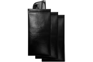 alladaga 3 Pack Leather Soft Sunglasses Case Squeeze Top Portable Eyeglasses Pouch Glasses Bag for Women Men, Black, One Size